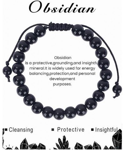 8mm Natural Stone Bracelet for Women Men Healing Crystal Bracelets Semi-Precious Gemstone Beaded Bracelets Obsidian $7.96 Bra...