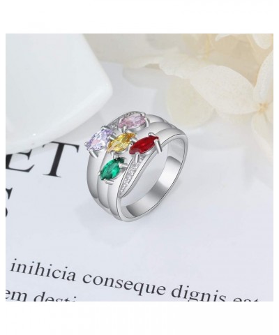 Personalized mothers ring with 5 birthstones customized name engraved ring 5 child names 5 stones family jewelry gift for her...