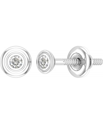 Round Lab Created White Sapphire Bezel Set Solitaire Post Stud Earrings for Her in 925 Sterling Silver in Screw Back $11.21 E...