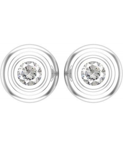 Round Lab Created White Sapphire Bezel Set Solitaire Post Stud Earrings for Her in 925 Sterling Silver in Screw Back $11.21 E...