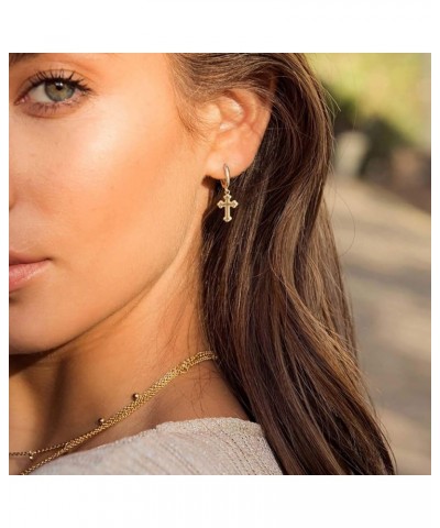 Gold Huggie Hoop Earrings for Women 14k Gold Plated Charm Heart Star Cross Scorpion Snake Turquoise Coin Crystal Drop Dangle ...