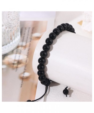 8mm Natural Stone Bracelet for Women Men Healing Crystal Bracelets Semi-Precious Gemstone Beaded Bracelets Obsidian $7.96 Bra...