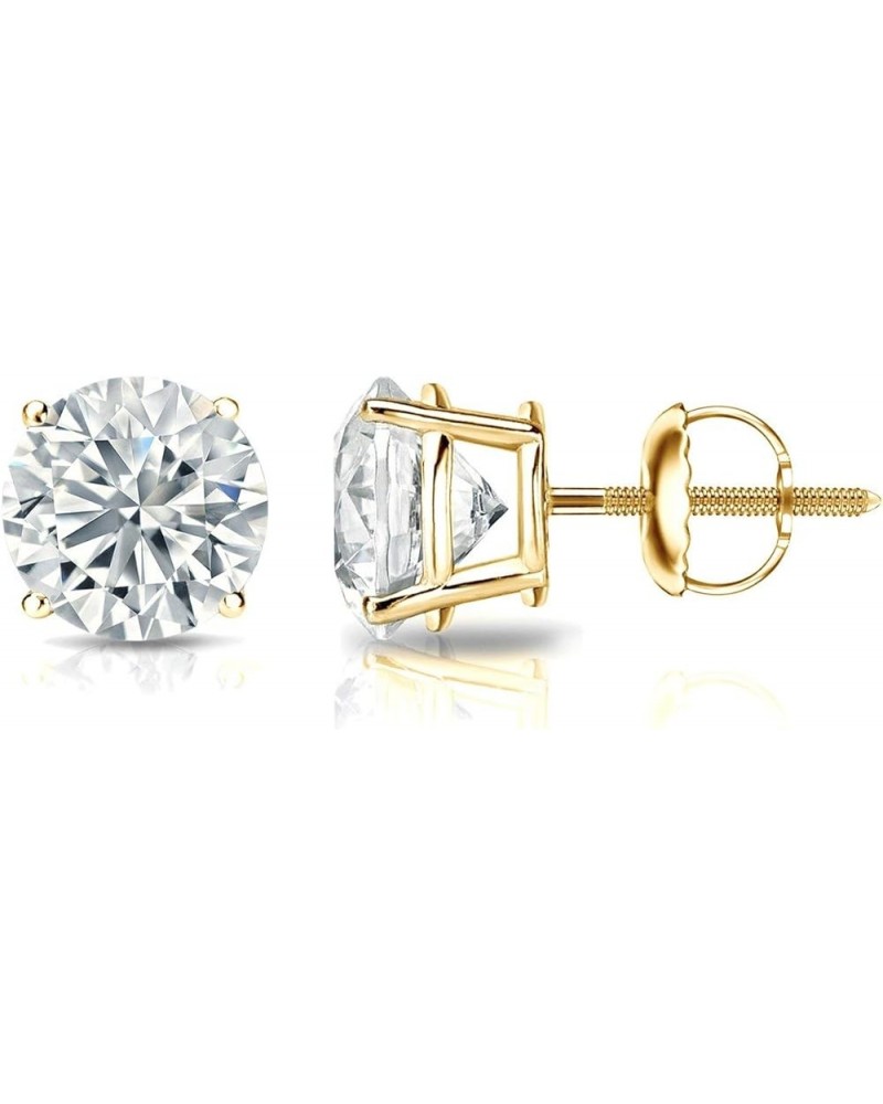 1/4 to 2 Carat Lab Grown Diamond Round Stud Earrings in 14k Gold (E-F, SI1-SI2, cttw), 4-Prong Basket Screw Back Yellow Gold ...