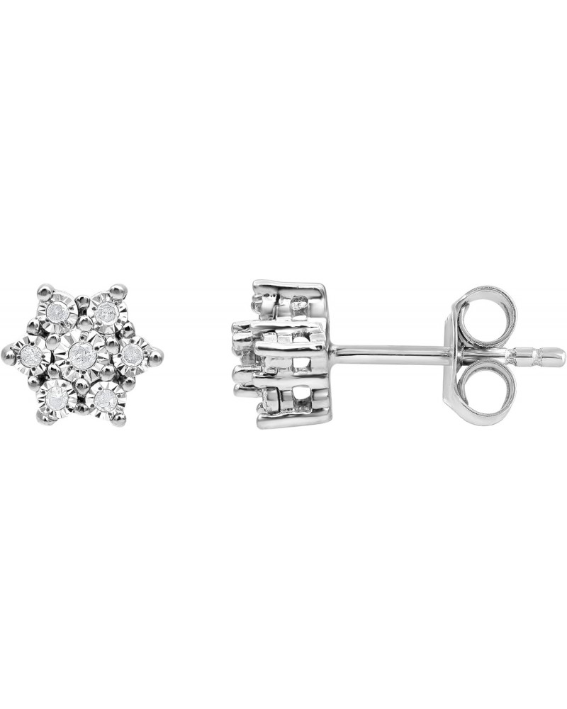 0.07 cttw Sterling Silver Star Diamond Stud Earrings for Women $24.01 Earrings