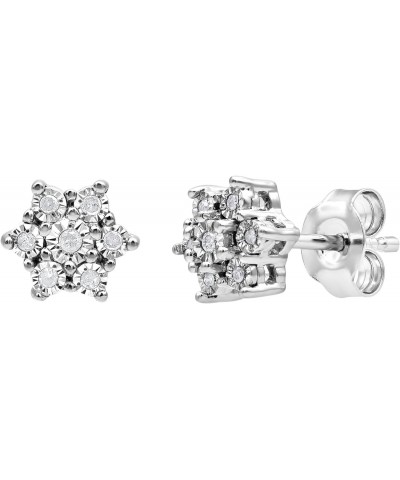 0.07 cttw Sterling Silver Star Diamond Stud Earrings for Women $24.01 Earrings