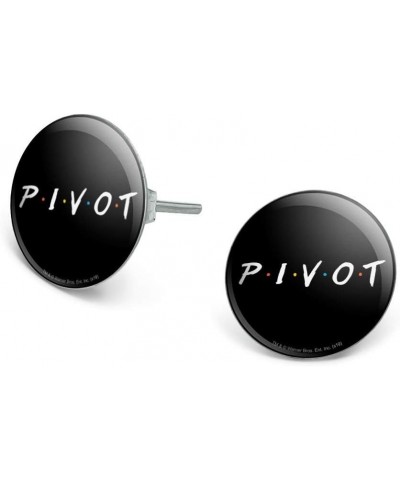 Friends PIVOT Novelty Silver Plated Stud Earrings Chrome $10.61 Earrings