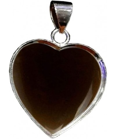 Choose Your Gemstone Pendants Heart Shape Sterling Silver 18K Gold Plated Locket For Men Women natural-cabachon-Smoky-Quartz ...