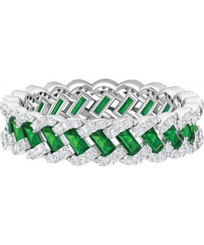 2 CT Lab Created Emerald and Moissanite Ring, Created Emerald Eternity Band Ring with Moissanite 10K White Gold $225.08 Rings