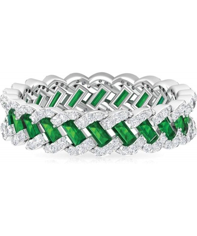 2 CT Lab Created Emerald and Moissanite Ring, Created Emerald Eternity Band Ring with Moissanite 10K White Gold $225.08 Rings