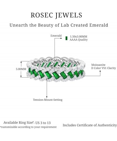 2 CT Lab Created Emerald and Moissanite Ring, Created Emerald Eternity Band Ring with Moissanite 10K White Gold $225.08 Rings