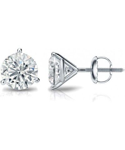 1/3 Carat Lab Grown Diamond Round Stud Earrings in 14k Gold (G-H, VS1-VS2, cttw) 3-Prong Martini, Screw Back White Gold 0.33 ...