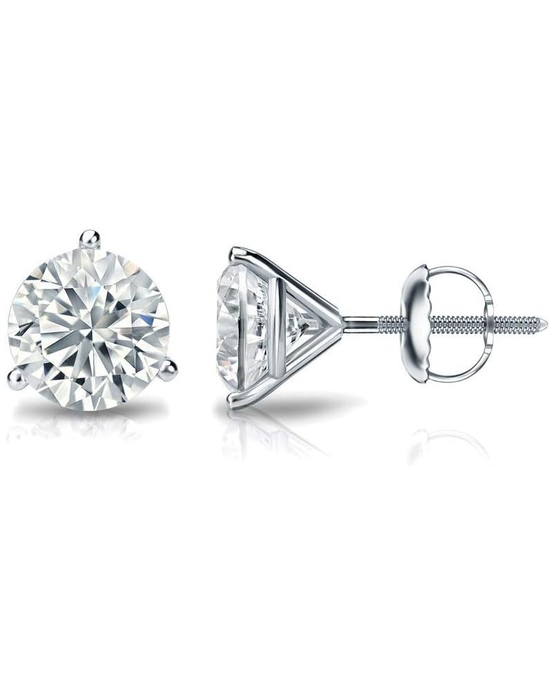 1/3 Carat Lab Grown Diamond Round Stud Earrings in 14k Gold (G-H, VS1-VS2, cttw) 3-Prong Martini, Screw Back White Gold 0.33 ...