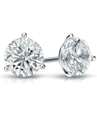 1/3 Carat Lab Grown Diamond Round Stud Earrings in 14k Gold (G-H, VS1-VS2, cttw) 3-Prong Martini, Screw Back White Gold 0.33 ...