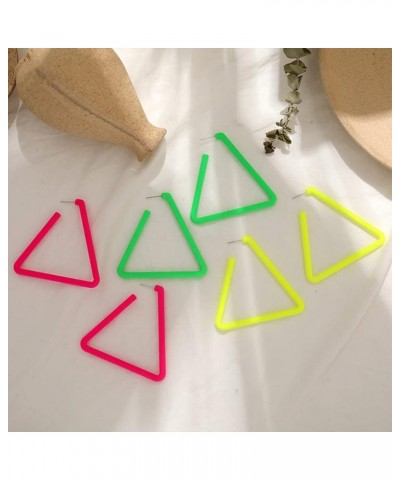 80 90s Colorful Classic Big Star Triangle Circle Heart Shape Hoop Earrings Retro Neon Frosted Geometric Macaron Bright Fluore...