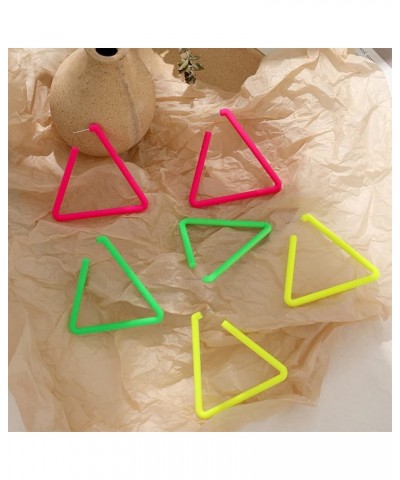 80 90s Colorful Classic Big Star Triangle Circle Heart Shape Hoop Earrings Retro Neon Frosted Geometric Macaron Bright Fluore...