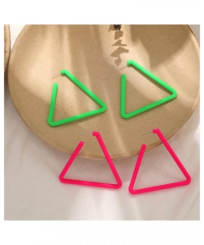 80 90s Colorful Classic Big Star Triangle Circle Heart Shape Hoop Earrings Retro Neon Frosted Geometric Macaron Bright Fluore...