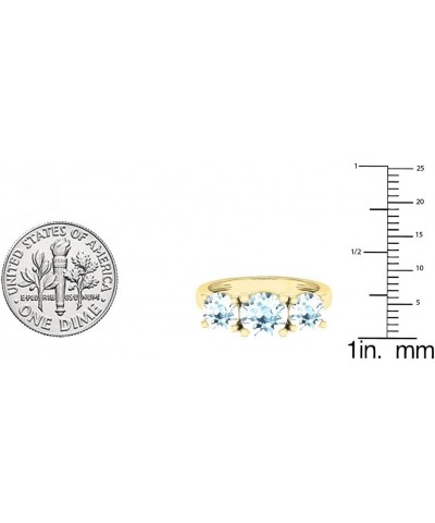 18K 6.5 MM Center & 5.5 MM Side Round Gemstone Ladies Bridal 3 Stone Engagement Ring, Yellow Gold Aquamarine $276.16 Rings