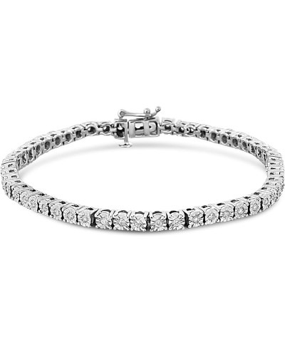 .925 Sterling Silver Lab Grown Diamond Illusion-Set Miracle Plate Tennis Bracelet (G-H Color, VS1-VS2 Clarity) - Size 7.25" -...