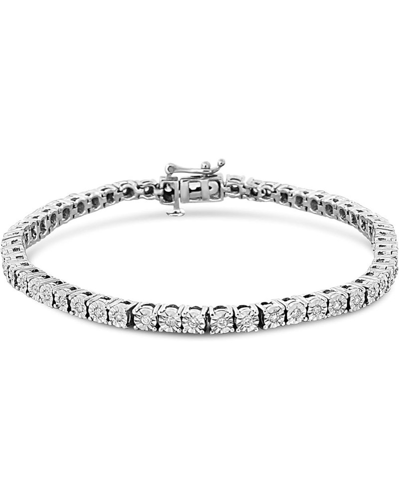 .925 Sterling Silver Lab Grown Diamond Illusion-Set Miracle Plate Tennis Bracelet (G-H Color, VS1-VS2 Clarity) - Size 7.25" -...