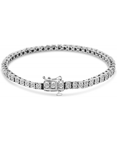 .925 Sterling Silver Lab Grown Diamond Illusion-Set Miracle Plate Tennis Bracelet (G-H Color, VS1-VS2 Clarity) - Size 7.25" -...