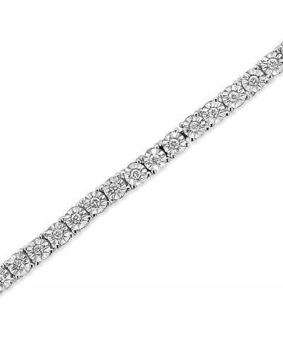 .925 Sterling Silver Lab Grown Diamond Illusion-Set Miracle Plate Tennis Bracelet (G-H Color, VS1-VS2 Clarity) - Size 7.25" -...