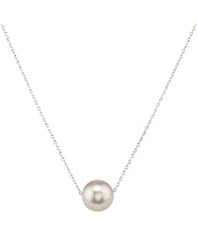 Single Floating Pearl Genuine Freshwater Cultured 10-11mm Pendant Necklace for Women 17 White Sterling Silver $22.50 Necklaces