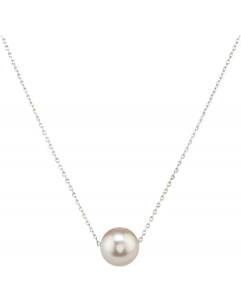 Single Floating Pearl Genuine Freshwater Cultured 10-11mm Pendant Necklace for Women 17 White Sterling Silver $22.50 Necklaces