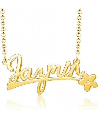 24k Gold Plated Flower Personalized Nameplate Custom Name Necklace Jazmin $12.65 Necklaces