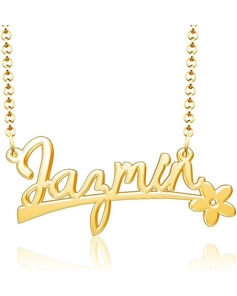 24k Gold Plated Flower Personalized Nameplate Custom Name Necklace Jazmin $12.65 Necklaces