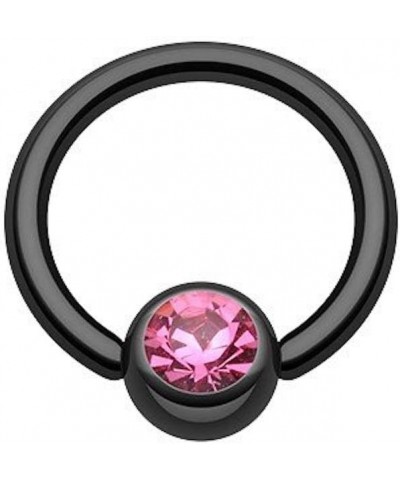 Colorline PVD Gem Ball Captive Bead Ring Size: 14GA, Length: 12mm, Ball Size: 6mm, Black/Pink $8.50 Body Jewelry