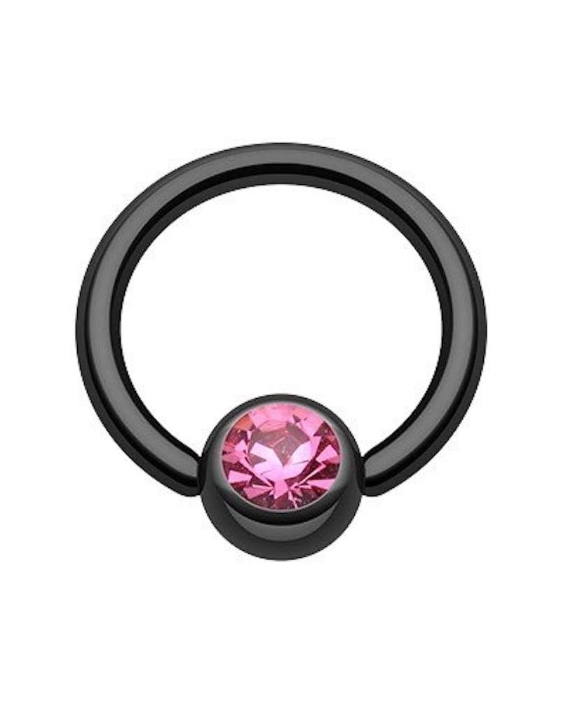 Colorline PVD Gem Ball Captive Bead Ring Size: 14GA, Length: 12mm, Ball Size: 6mm, Black/Pink $8.50 Body Jewelry