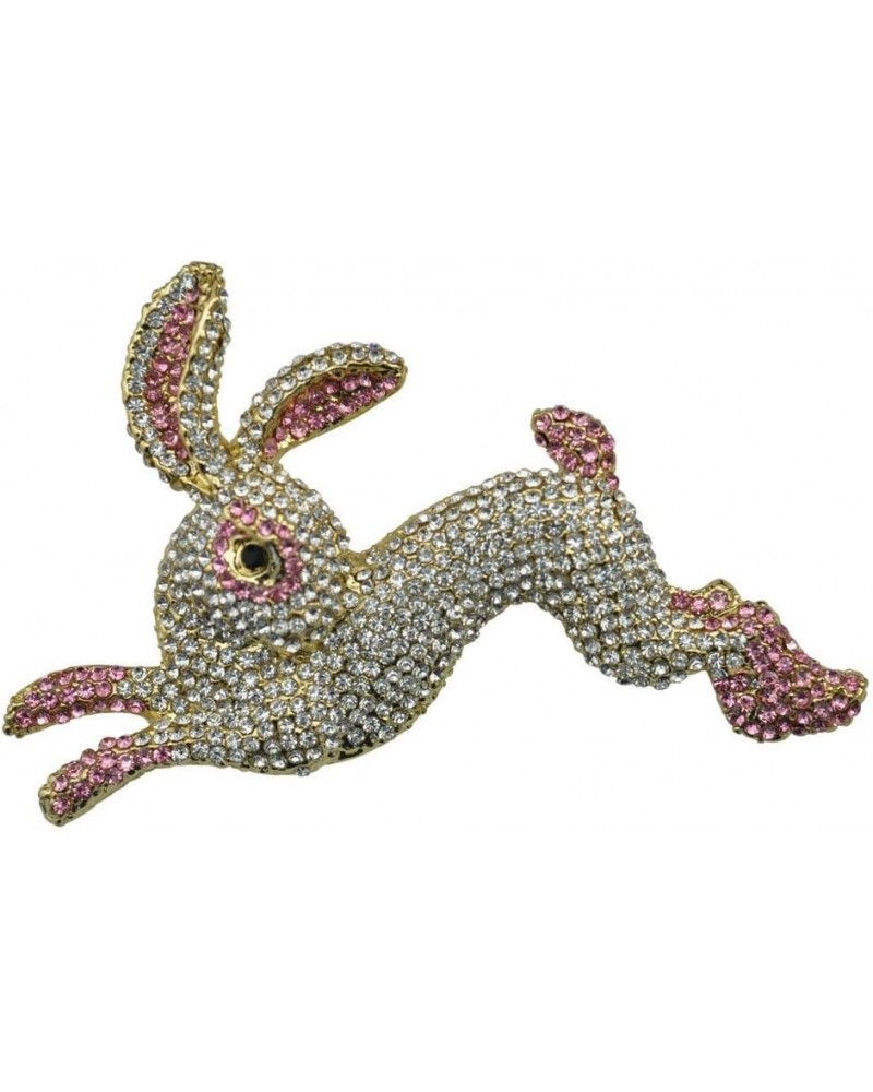 TTjewelry Pretty Pink Rabbit Animal Gold-Tone Brooch Pin Austria Crystal $12.71 Brooches & Pins