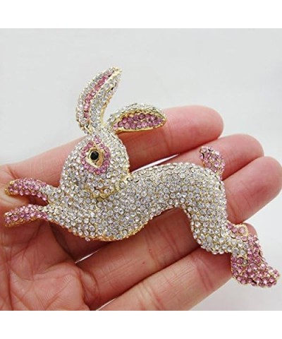 TTjewelry Pretty Pink Rabbit Animal Gold-Tone Brooch Pin Austria Crystal $12.71 Brooches & Pins