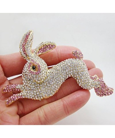 TTjewelry Pretty Pink Rabbit Animal Gold-Tone Brooch Pin Austria Crystal $12.71 Brooches & Pins