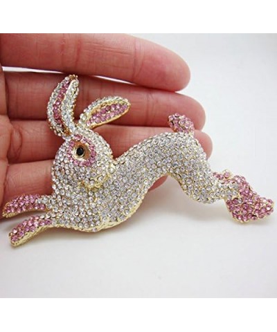 TTjewelry Pretty Pink Rabbit Animal Gold-Tone Brooch Pin Austria Crystal $12.71 Brooches & Pins