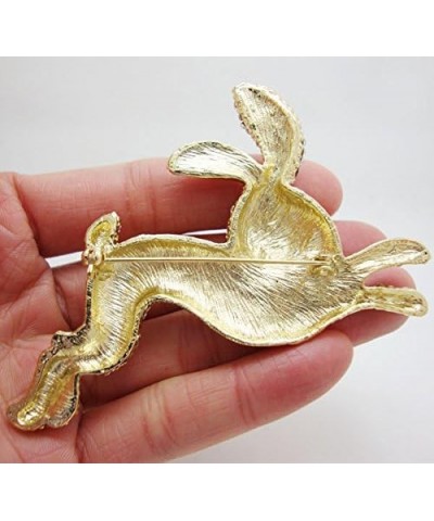 TTjewelry Pretty Pink Rabbit Animal Gold-Tone Brooch Pin Austria Crystal $12.71 Brooches & Pins