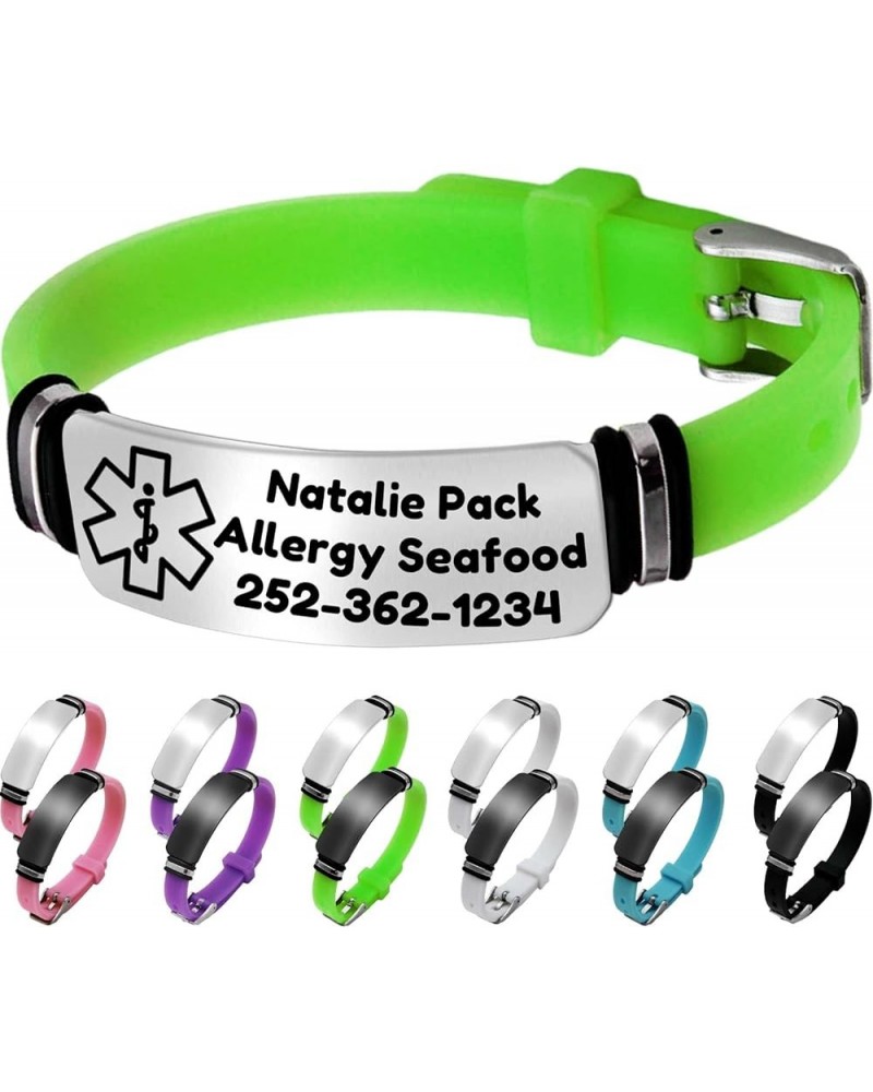 Medical Alert Bracelets for Women Men Custom Silicone ID Bracelets Customized Emergency Medical ID Bracelet with Picture Medi...