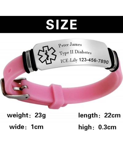 Medical Alert Bracelets for Women Men Custom Silicone ID Bracelets Customized Emergency Medical ID Bracelet with Picture Medi...