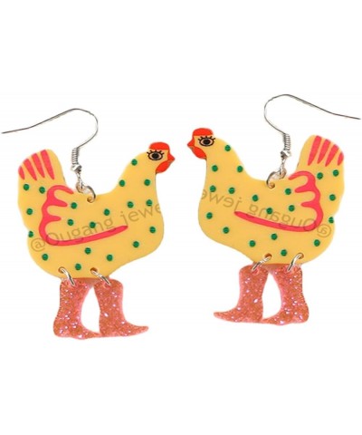 Colorful Acrylic Boot Big Rooster Chicken Cute Funny Weird Drop Dangle Earrings Lightweight Cartoon Anime Earrings Chick Jewe...