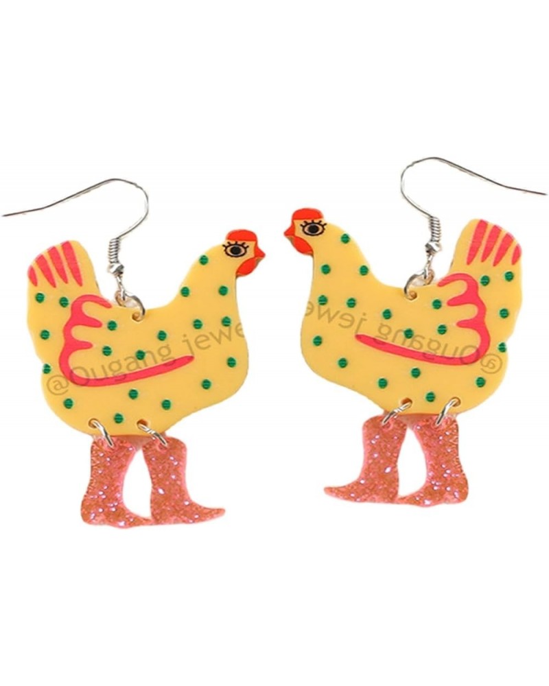 Colorful Acrylic Boot Big Rooster Chicken Cute Funny Weird Drop Dangle Earrings Lightweight Cartoon Anime Earrings Chick Jewe...