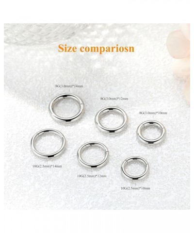 4G 6G 8G 10G 12G Clicker Rings 316L Surgical Steel Hinged Segment Hoop for Septum and Cartilage Earlobe Piercings, Diameter 1...