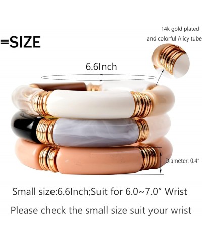 Bamboo Tube Bangles Bracelet Chunky Curved Stacking Clear Acrylic Colorful Beads Stretchable Friendship Gold Bracelets Gift F...