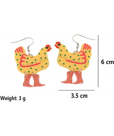 Colorful Acrylic Boot Big Rooster Chicken Cute Funny Weird Drop Dangle Earrings Lightweight Cartoon Anime Earrings Chick Jewe...