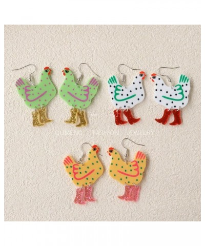 Colorful Acrylic Boot Big Rooster Chicken Cute Funny Weird Drop Dangle Earrings Lightweight Cartoon Anime Earrings Chick Jewe...