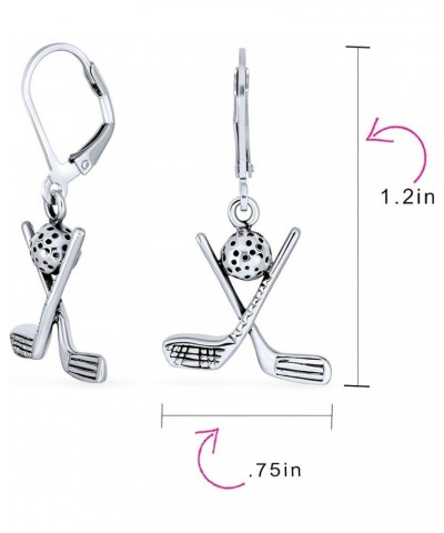 Sport Player Balls Clubs Golf Earrings for Women Dangle Lever Back Studs Oxidized .925 Sterling Silver Golf Jewelry Gifts Fem...