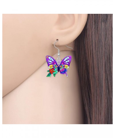 Drop Dangle Floral Butterfly Earrings Fashion Insect Jewelry For Women Girls Kids Gift Lilac $6.95 Earrings