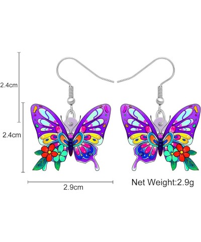 Drop Dangle Floral Butterfly Earrings Fashion Insect Jewelry For Women Girls Kids Gift Lilac $6.95 Earrings