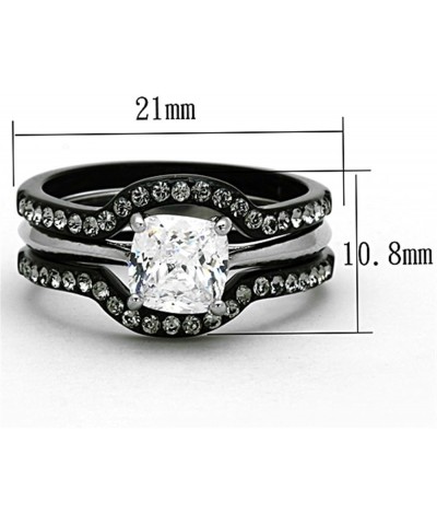 His Hers Couples Ring Set Womens Black Stainless Steel Promise Ring Mens 7 CZ Wedding Band Size Women's 09 Men's 13 $21.19 Sets