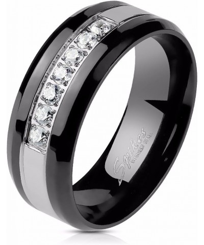 His Hers Couples Ring Set Womens Black Stainless Steel Promise Ring Mens 7 CZ Wedding Band Size Women's 09 Men's 13 $21.19 Sets