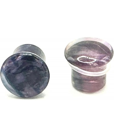 Pair of Rainbow Fluorite Single Flare Stone Ear Plugs Silicone O-Ring Expander Gauges 0ga - 1 inch E618 0 Gauge(8mm) $13.68 O...